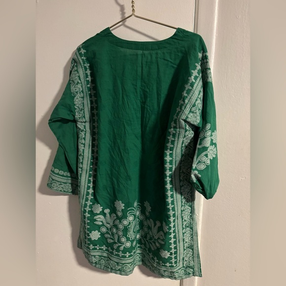 Khaadi Green Embroidered Tunic / Kurti – White Floral & Paisley - Picture 3 of 5